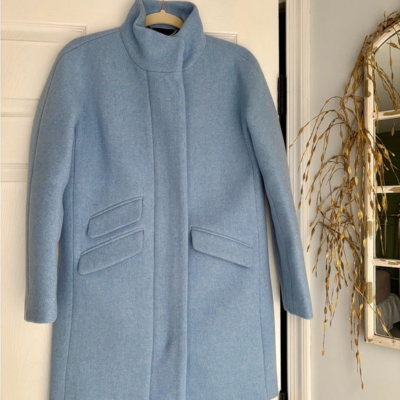 J. Crew Cocoon Stadium Wool Coat Heather Blue NWT - Picture 2 of 4